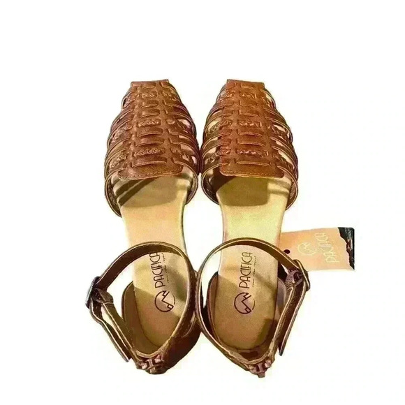 NEW Pacifica Women's Size 7 Whiskey Brown Sandals Flats with Ankle Strap - Picture 5 of 6